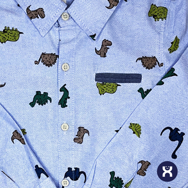 Chemise coton à motif dinosaures