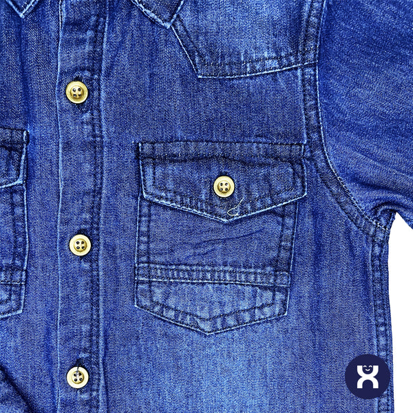 Chemise liquette jean (Bleu - Noir)